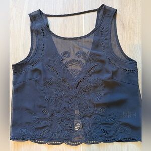 Black Embroidered Sleeveless Top